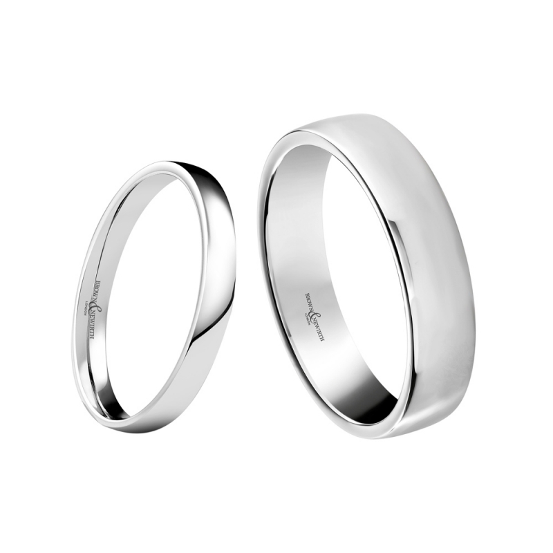 Platinum low-domed court profile plain wedding rings, 484/2313