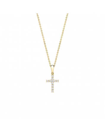 Brilliant cut diamond cross pendant in 18ct yellow gold, 2442