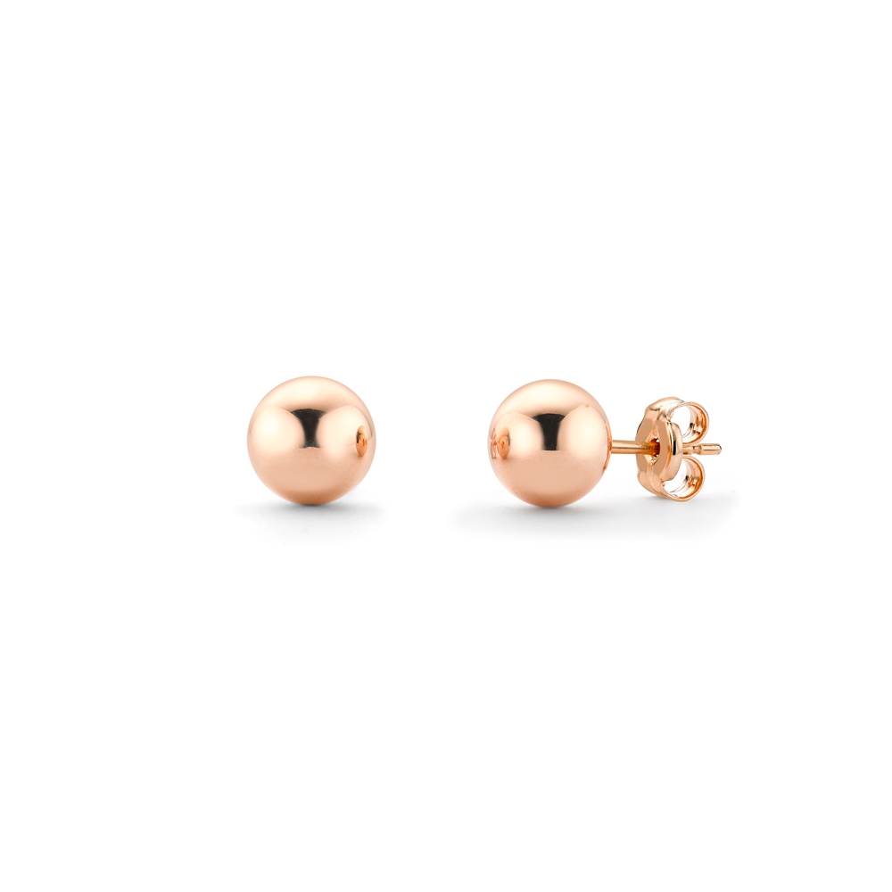 9ct rose gold round ball stud earrings, 2850