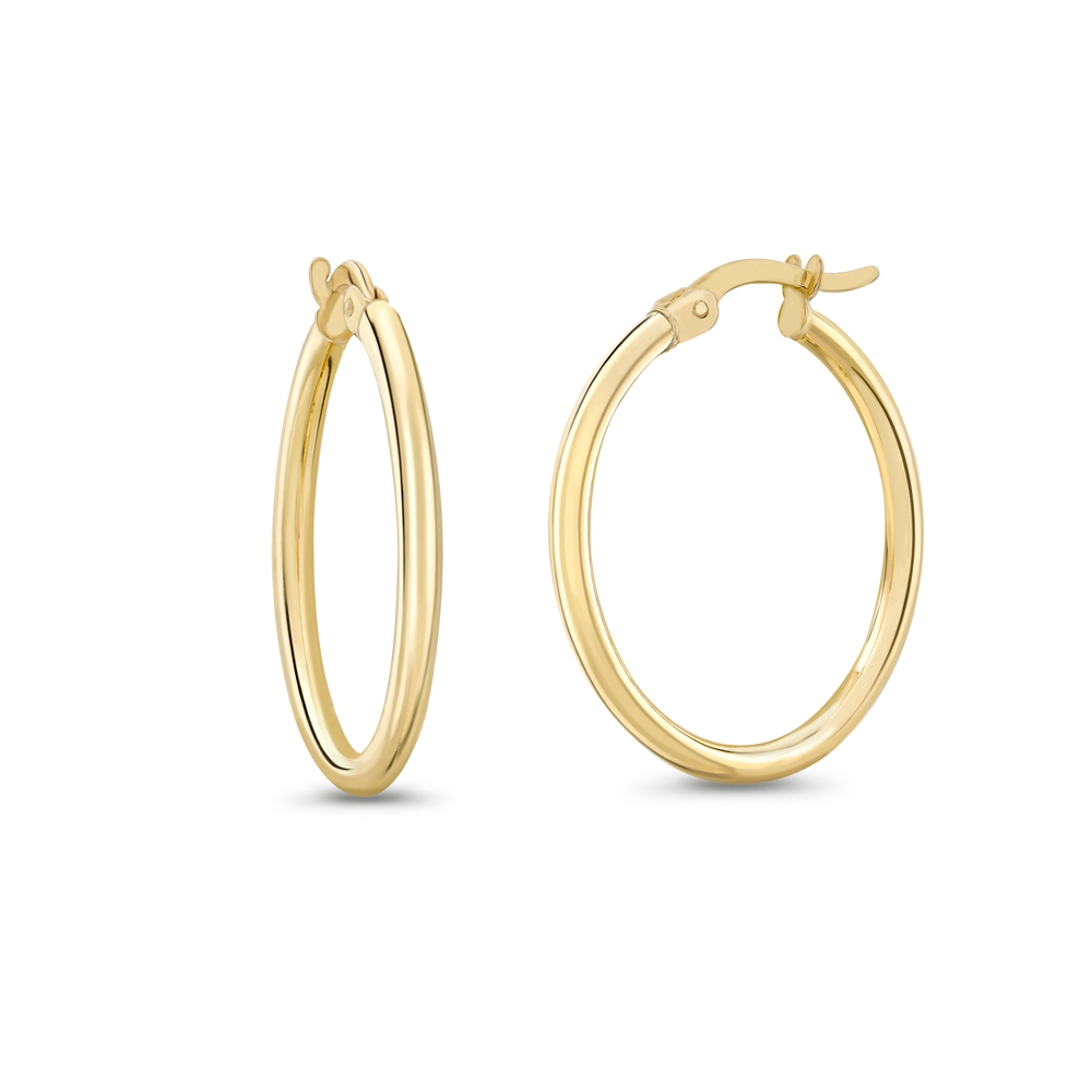 9ct yellow gold round profile slim hoop earrings, 2915