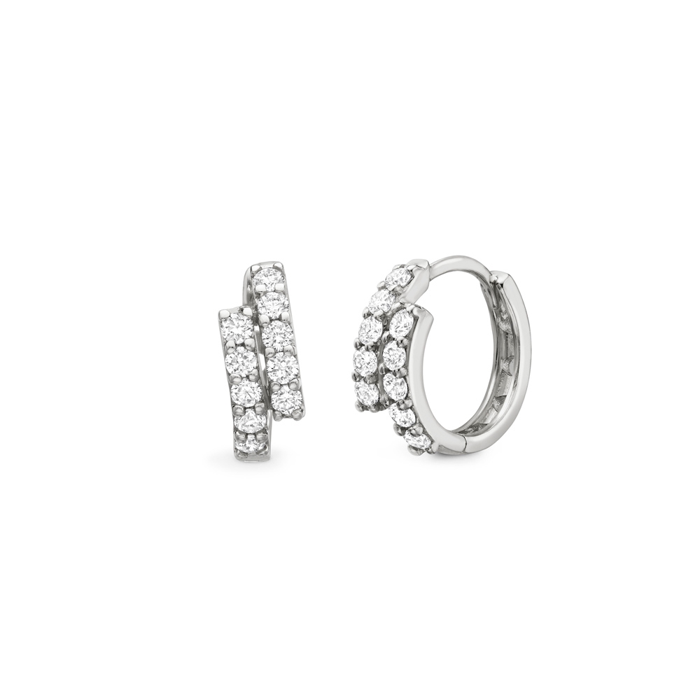 Diamond set staggered hoop earrings in 18ct white gold, 5070