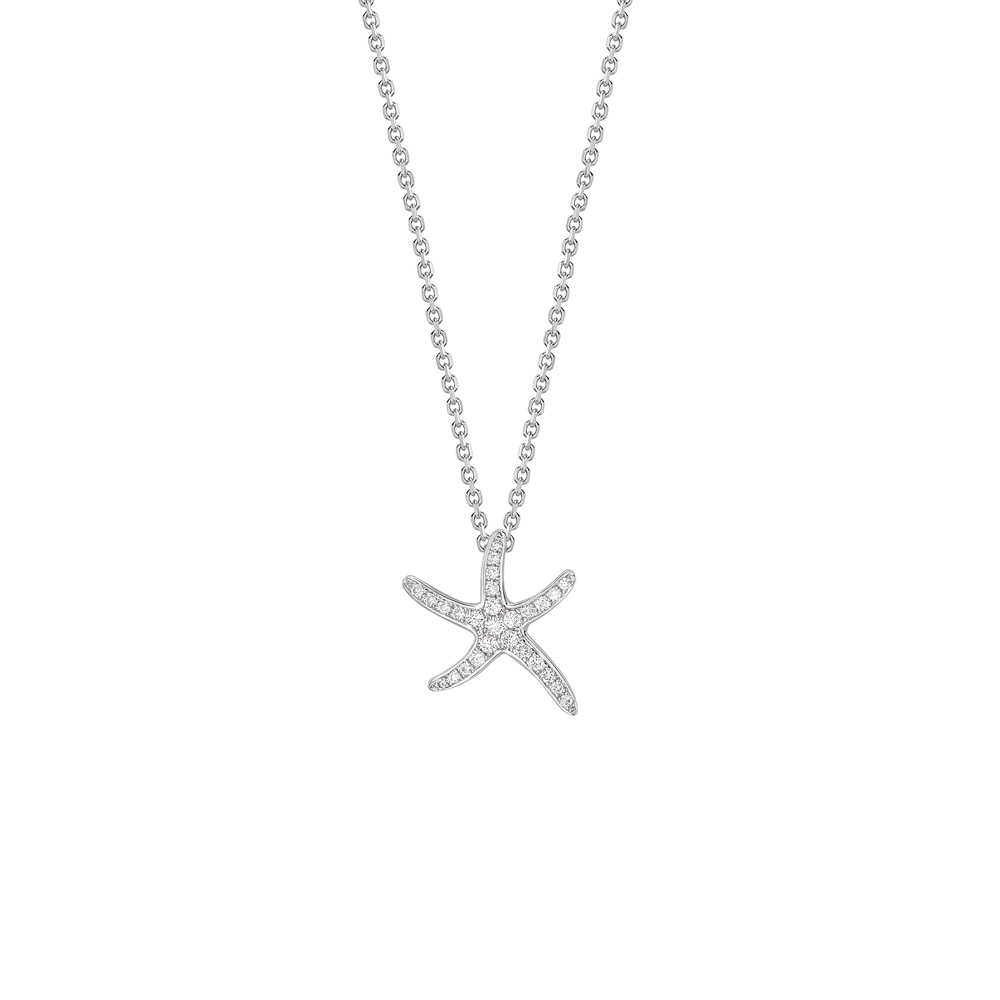 Diamond set small starfish pendant in 18ct white gold, 731