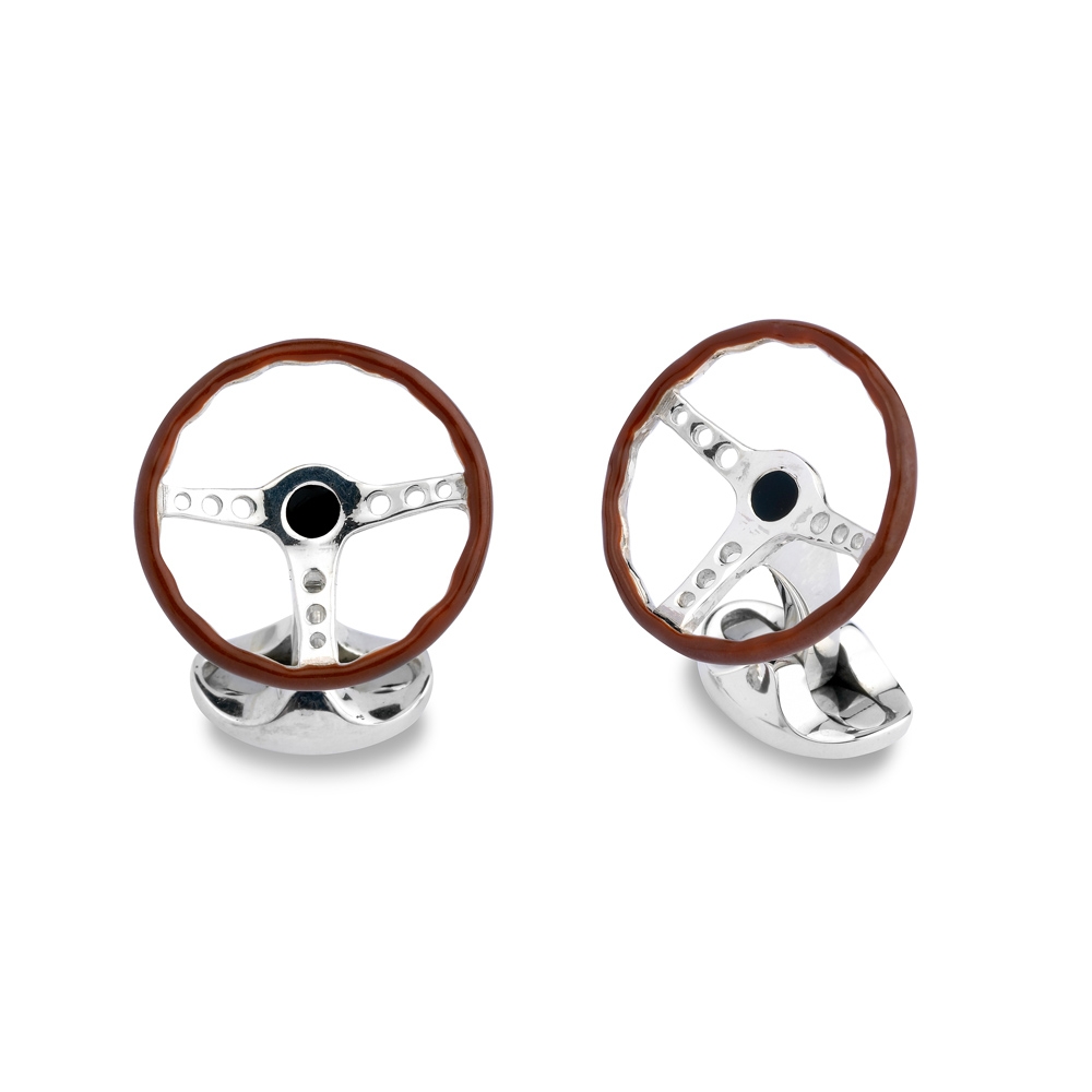 Deakin & Francis Sterling Silver Vintage Steering Wheel Cufflinks, DF59